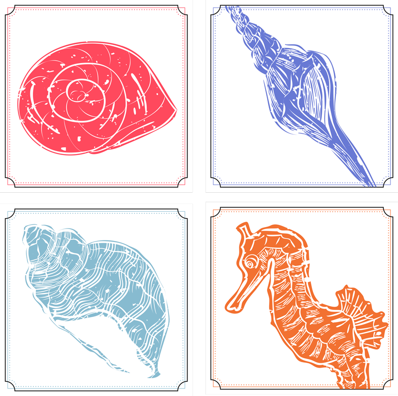 Undersøiske fliser vinyl klistermærke - TenStickers