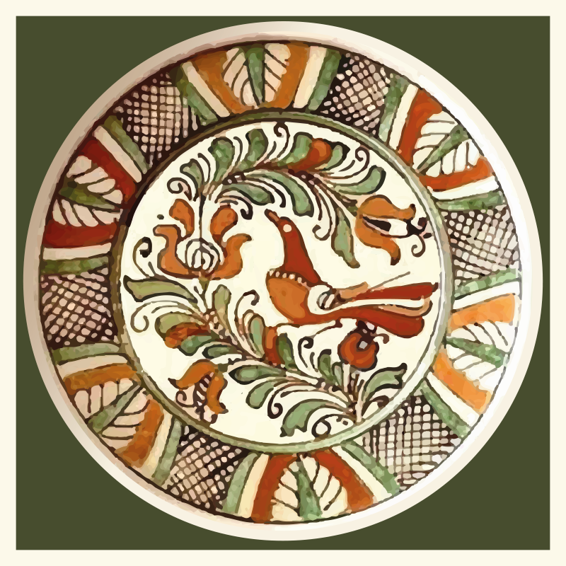 Bird horezu pattern tile sticker - TenStickers