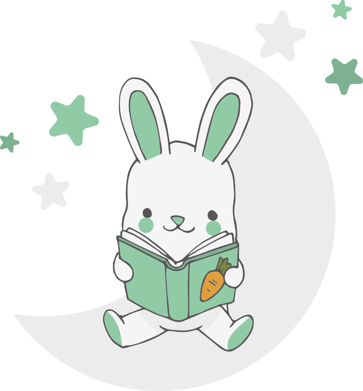 Sticker Lapin lisant sur la lune - TenStickers