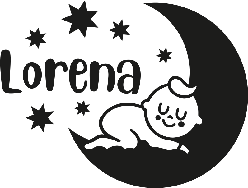 Baby på måne med stjerner illustrasjon sticker - Tenstickers