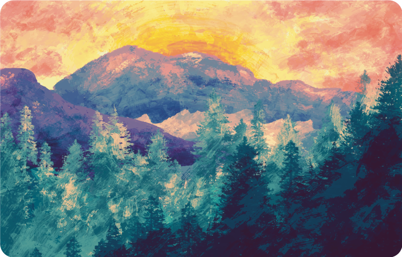 Vinilo para portátiles Puesta de sol en las montañas - TenVinilo