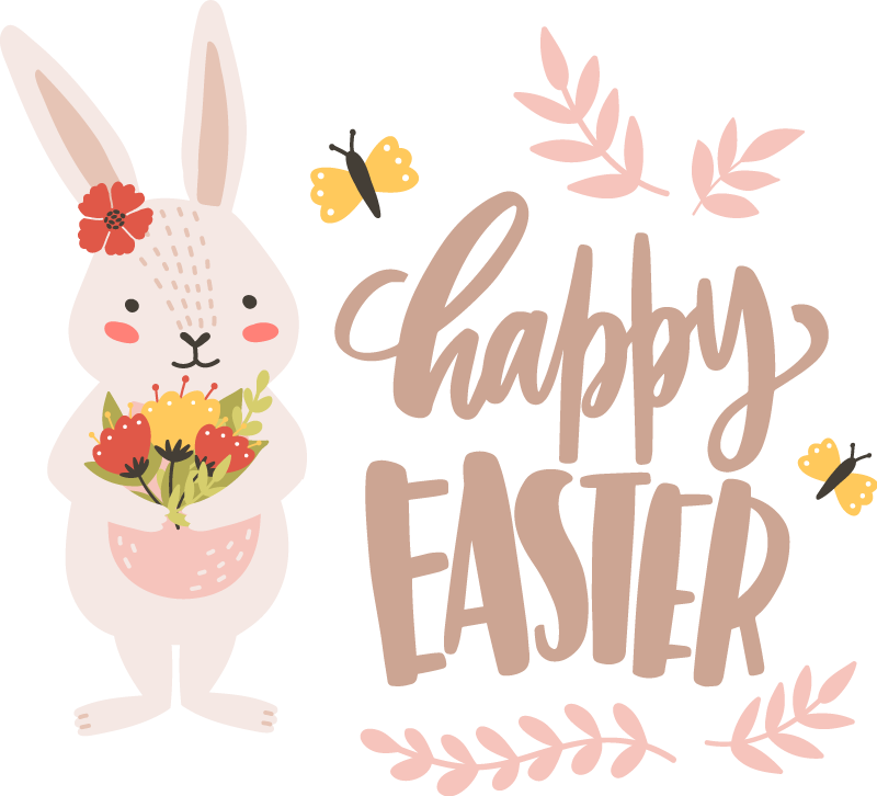 Happy Easter butterflies wall sticker - TenStickers