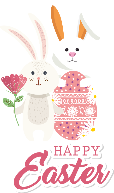 Easter bunny couple wall sticker - TenStickers