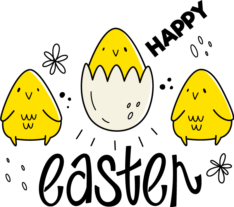 Happy Easter cute chicks wall sticker - TenStickers