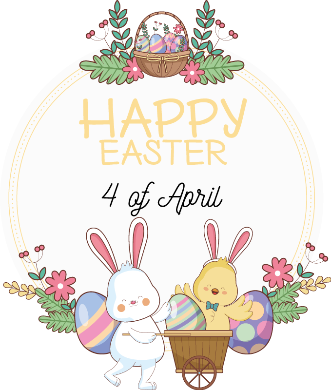Happy Easter with date window sticker - TenStickers