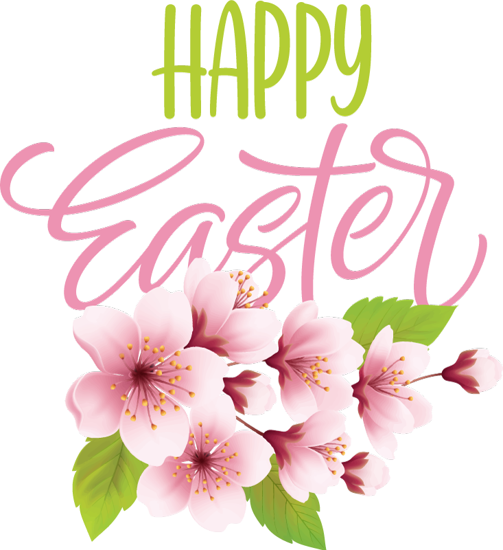 Floral Happy Easter window decal - TenStickers