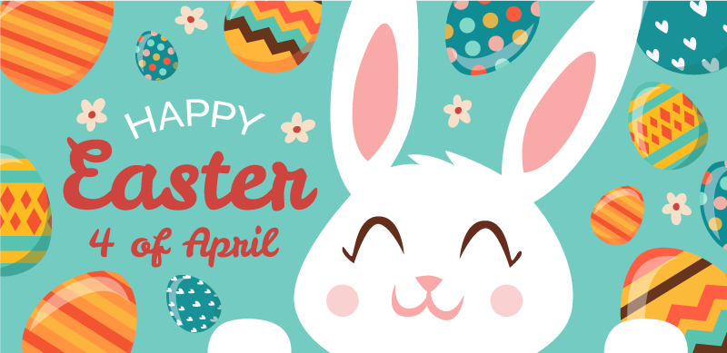 Happy Easter banner window decal - TenStickers