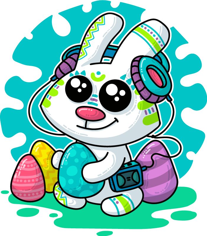 Happy Easter music wall sticker - TenStickers