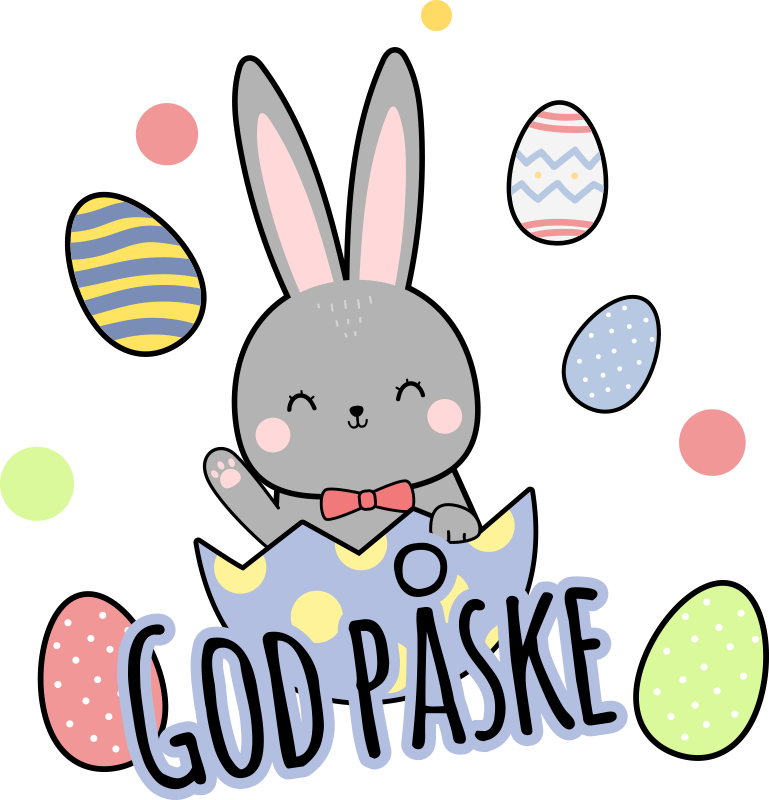 Påske grå kanin med egg wallstickers - Tenstickers