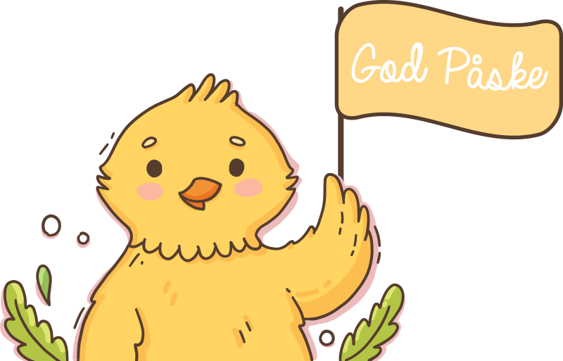 Påske kylling lykkelig holder skilt sticker - Tenstickers