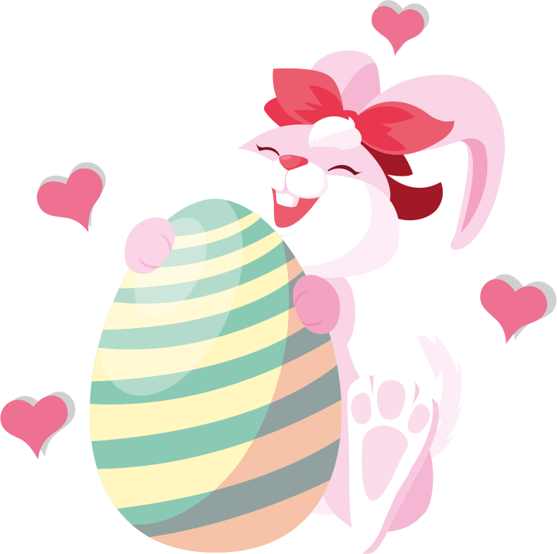 Happy bunny hugging wall sticker - TenStickers
