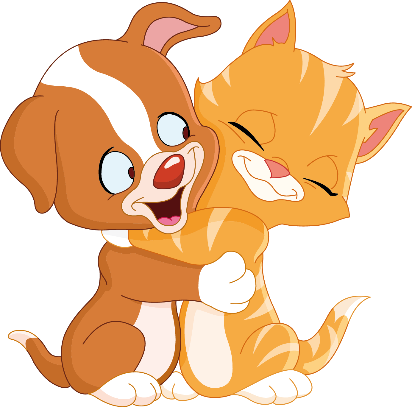 Pegatina de vinilo infantil abrazo perro y gato - TenVinilo