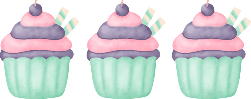 Lilla cupcakes mad mærkat - TenStickers