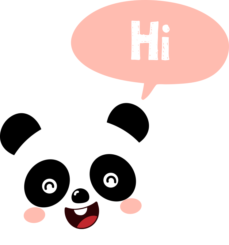 Cartoon panda saying hi kid bedroom sticker - TenStickers