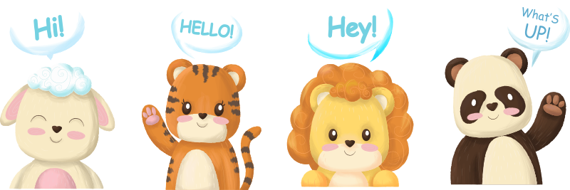 sweet animals with texts Kids Bedroom Sticker - TenStickers