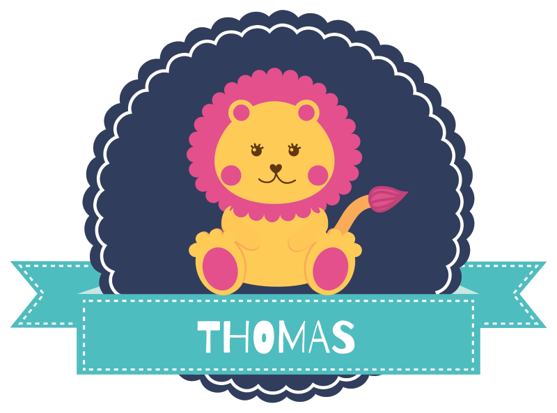 Vinilo habitación infantil Pequeño león con nombre - TenVinilo