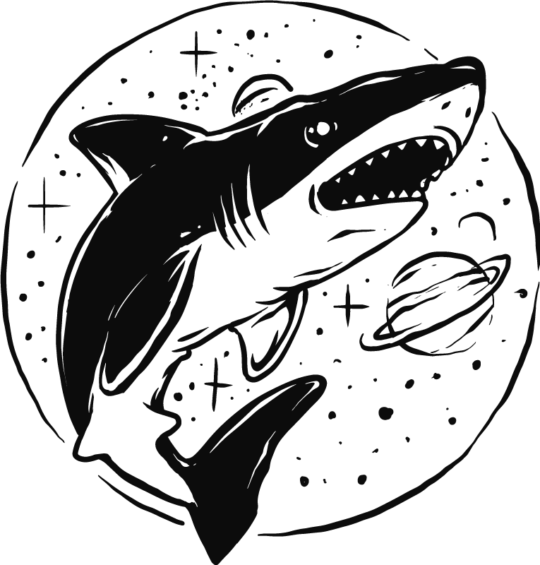 Nordic shark with stars fish decal - TenStickers