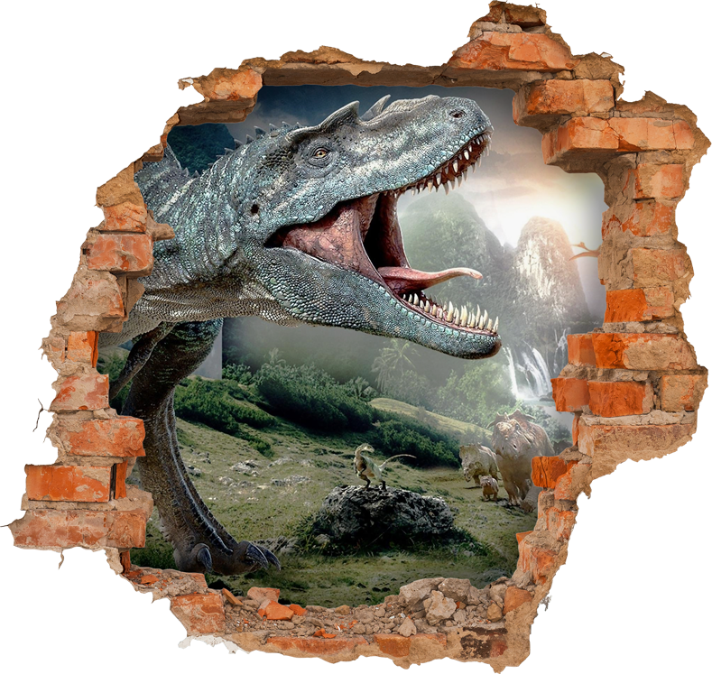 Vinilo 3D pared dinosaurios jurásico clásico - TenVinilo