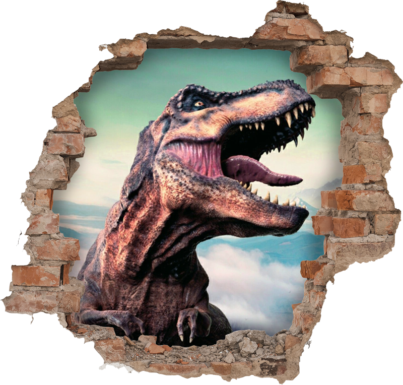 Autocolantes de dragões e dinossauros Dinossauro realista rompend -  TenStickers