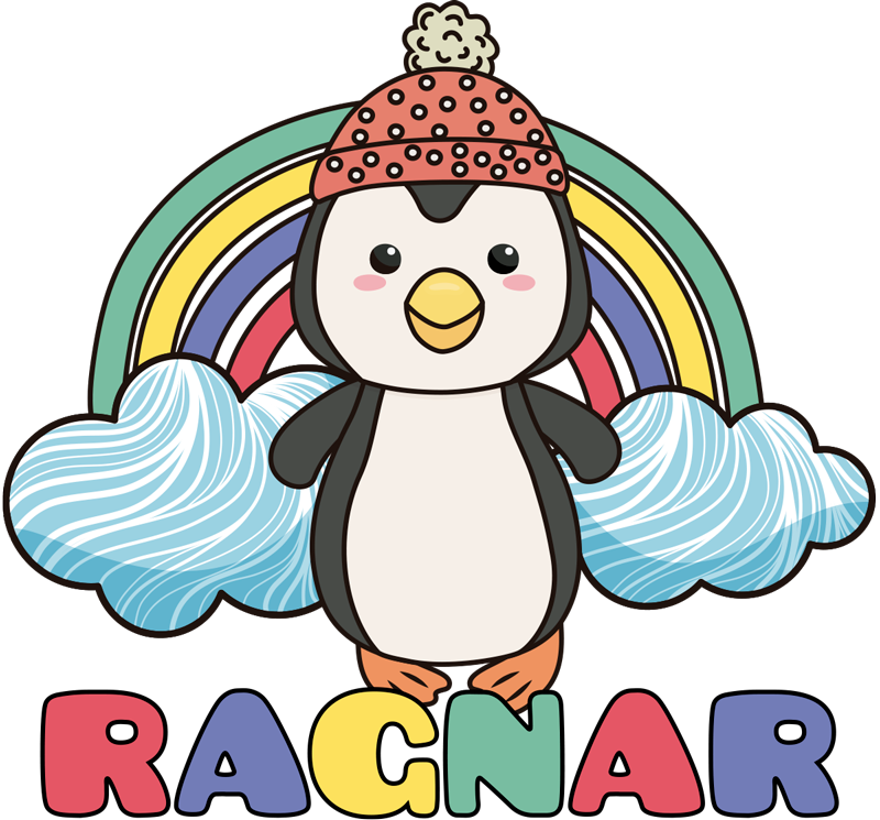 Autocolant personalizat nori pinguin curcubeu - TenStickers