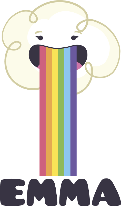 彩虹云可可个性化名称贴纸 Tenstickers