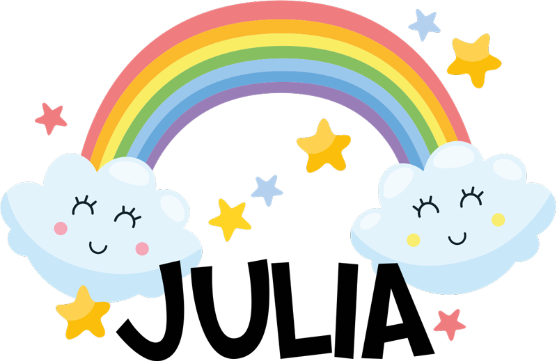 星と虹大きな雲イラストデカール Tenstickers