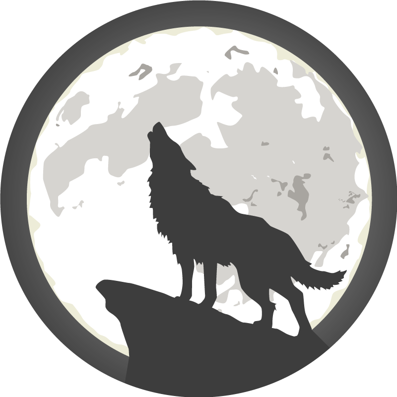 月に狼の遠吠え野生動物のデカール Tenstickers