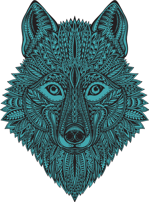 Animal wall sticker intricate wolf design - TenStickers