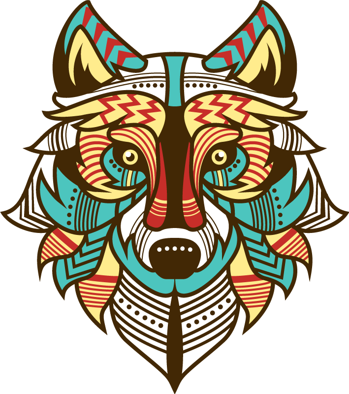 Animal wall decor colorful wolf head - TenStickers