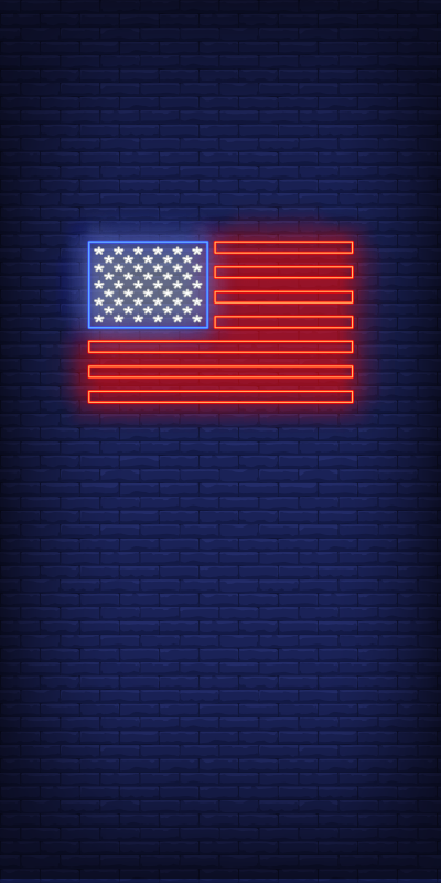 Neon USA flag fridge sticker - TenStickers
