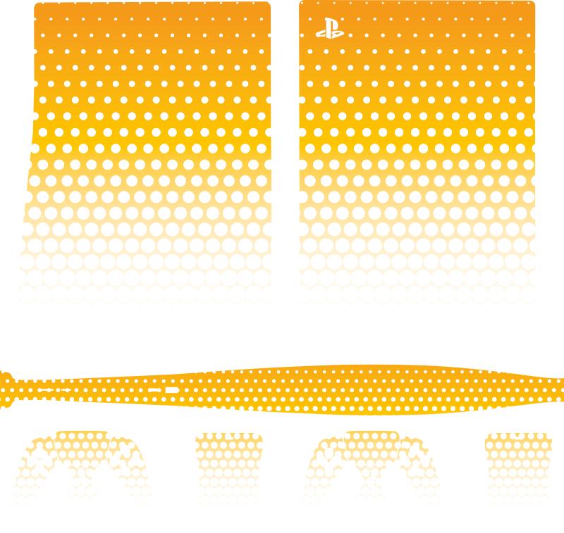 Orange and white half tone PS5 decal - TenStickers