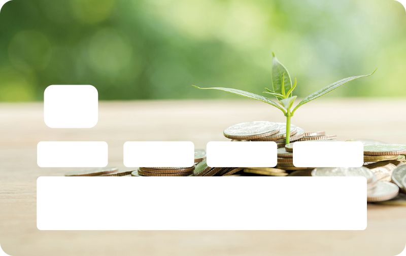 Vinilo tarjeta de crédito Plantando árboles pila de monedas - TenVinilo
