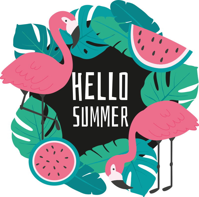 Plameňák s přizpůsobenou textovou nálepkou na okno - TenStickers