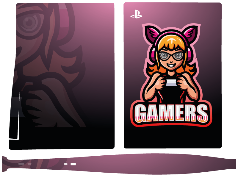 Gamer girl mascot Playstation decal - TenStickers