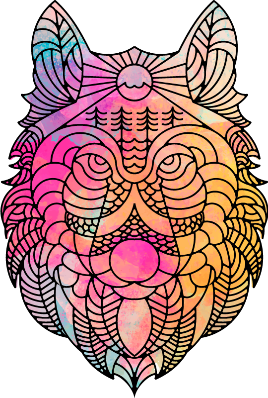 Animal wall sticker vibrant wolf artwork - TenStickers