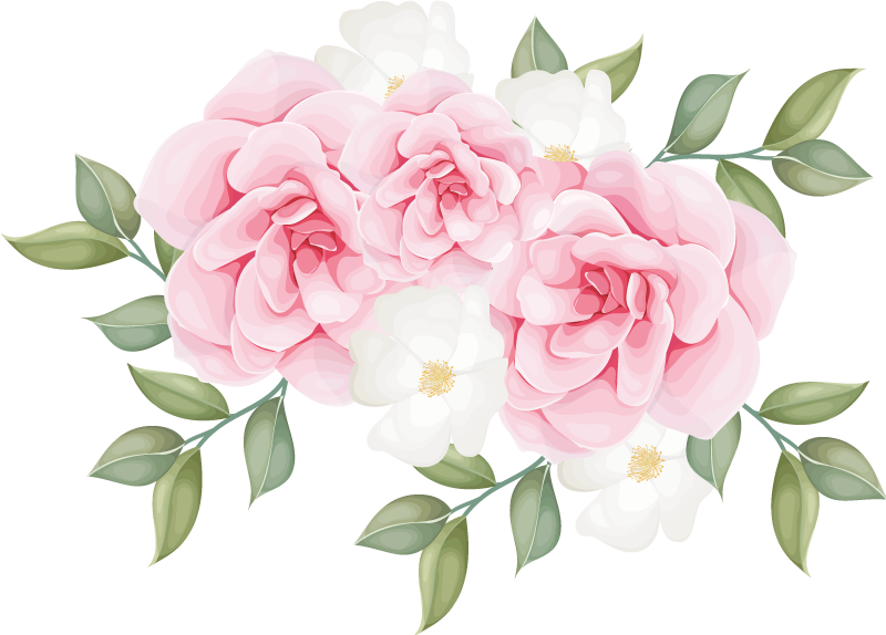 Vinilo de flor Flores elegantes en rosa - TenVinilo