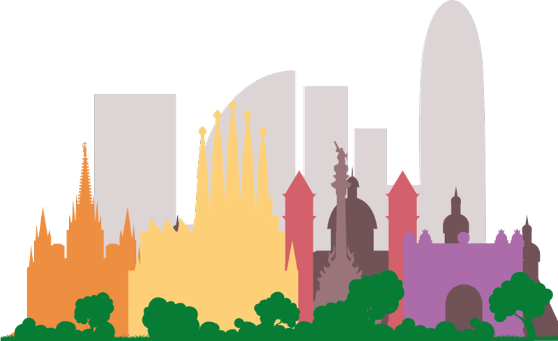 도시 & 국가 벽 스티커 바르셀로나 스카이라인 실루엣 - TenStickers