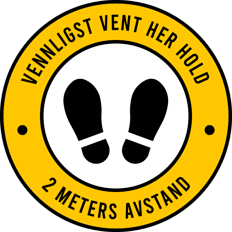Vennligst vent her gule vindusdekaler - Tenstickers