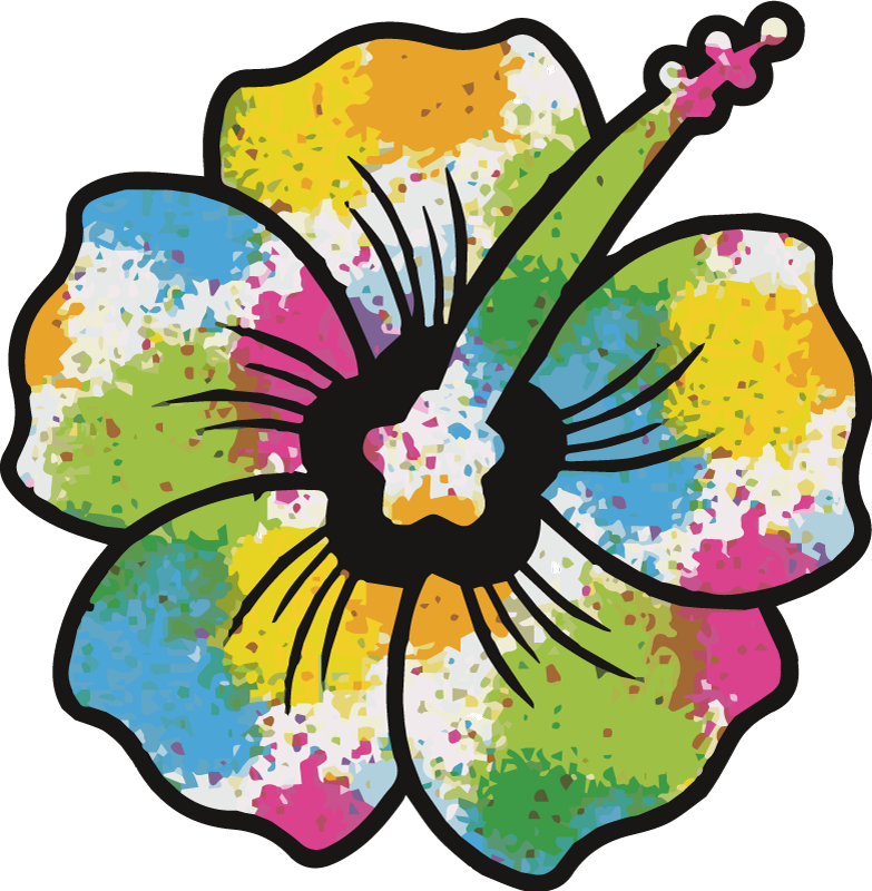 Hibiscus Splash flower wall sticker - TenStickers