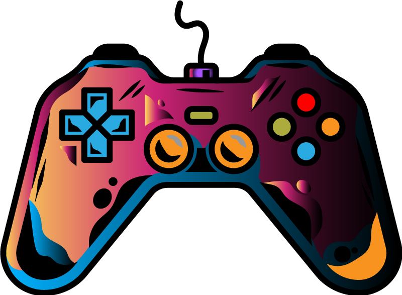Gaming Neon Colorful Controller Game Sticker Tenstickers
