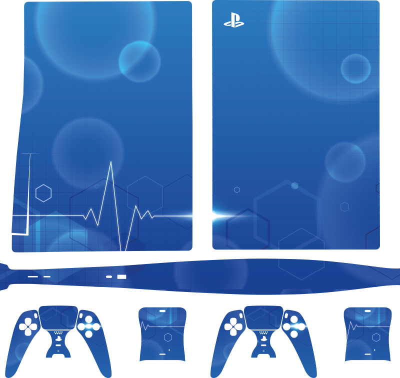 Abstract medical line blue PS5 stickers - TenStickers