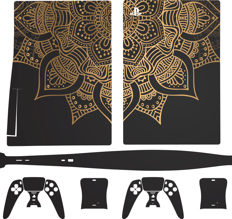 PS5 Aufkleber Mandala Hintergrund in gold - TenStickers