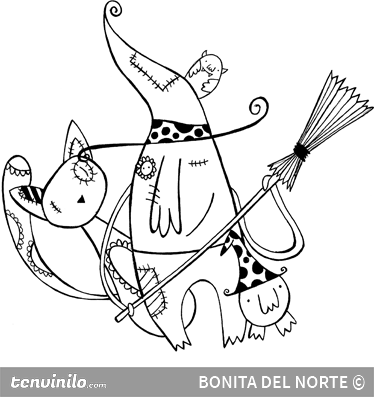 Vinilo infantil brujomonigote y amigos - TenVinilo