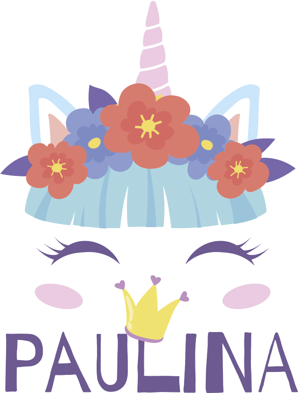 μονόκερος με προσαρμοσμένο αυτοκόλλητο με κορδέλα λουλουδιών - TenStickers