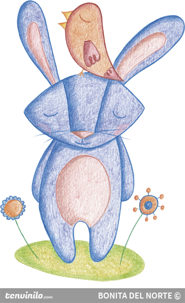 动物贴画 可爱的兔子角色 - TenStickers