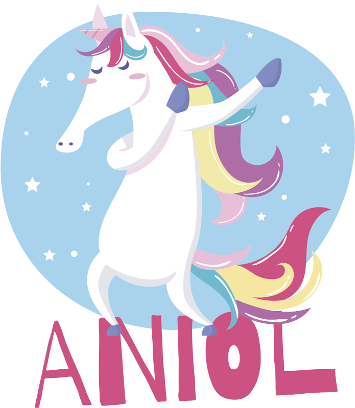 Dabbing enhjørning med navn personlig merket - Tenstickers