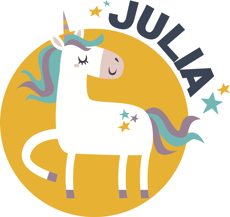 Personalisierter Aufkleber Grafisches einhorn mit Namen - TenStickers