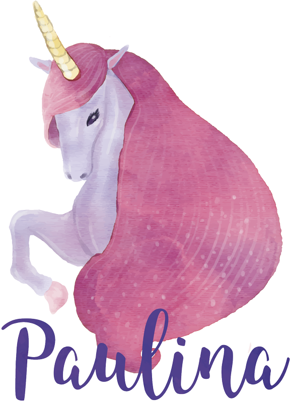 Stickers maken Aquarel eenhoorn met naam - TenStickers