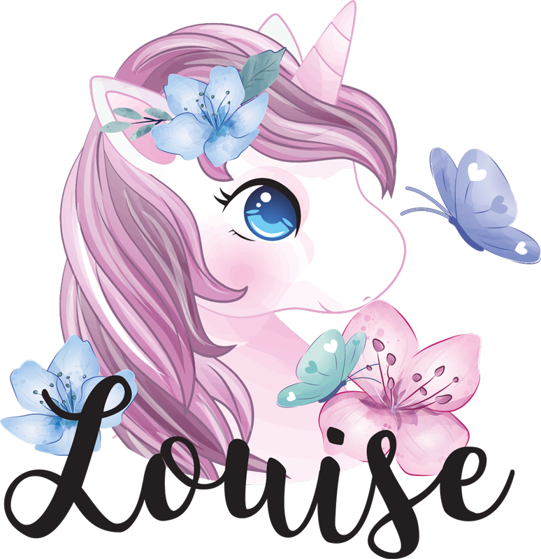 Sticker de Porte Prénom personnalisé licorne - TenStickers