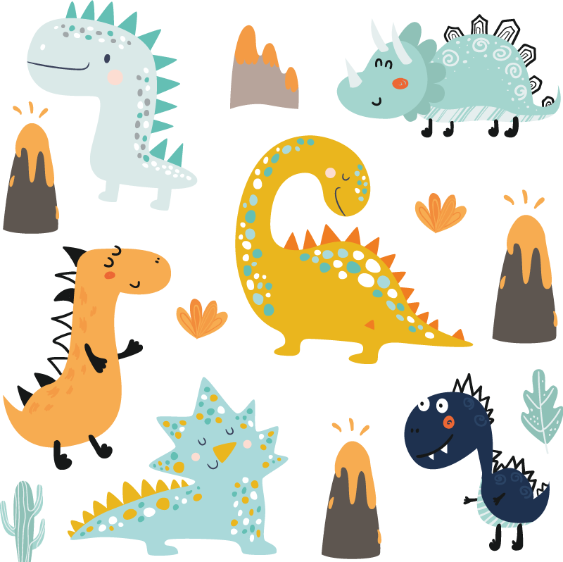 Autocolantes de dragões e dinossauros Desenho animado dinossauro -  TenStickers